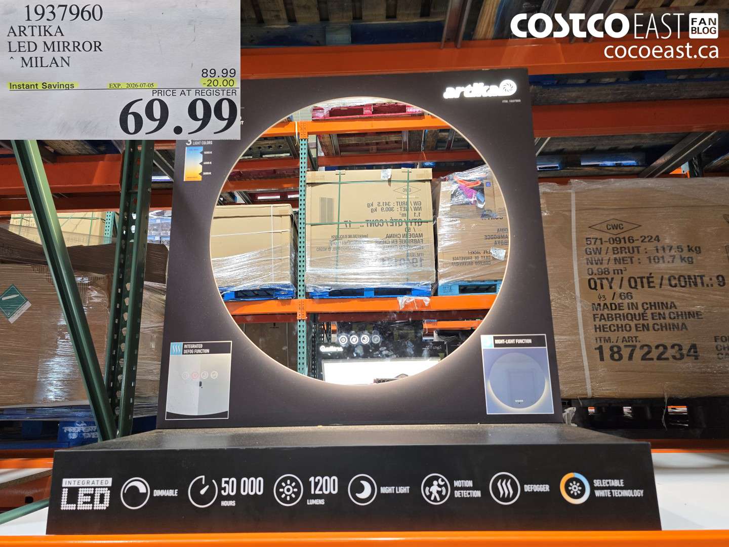 1937960 ARTIKA LED MIRROR MILAN ($20.00 INSTANT SAVINGS EXPIRES ON 2026-07-05) $69.99