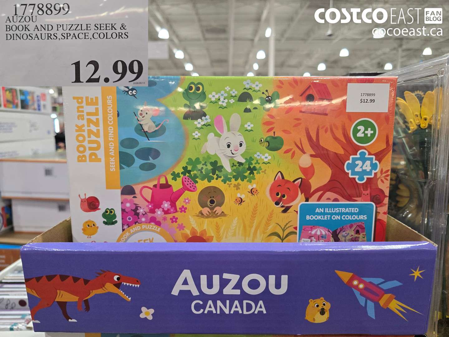 1778899 AUZOU BOOK AND PUZZLE SEEK & DINOSAURS,SPACE,COLORS $12.99