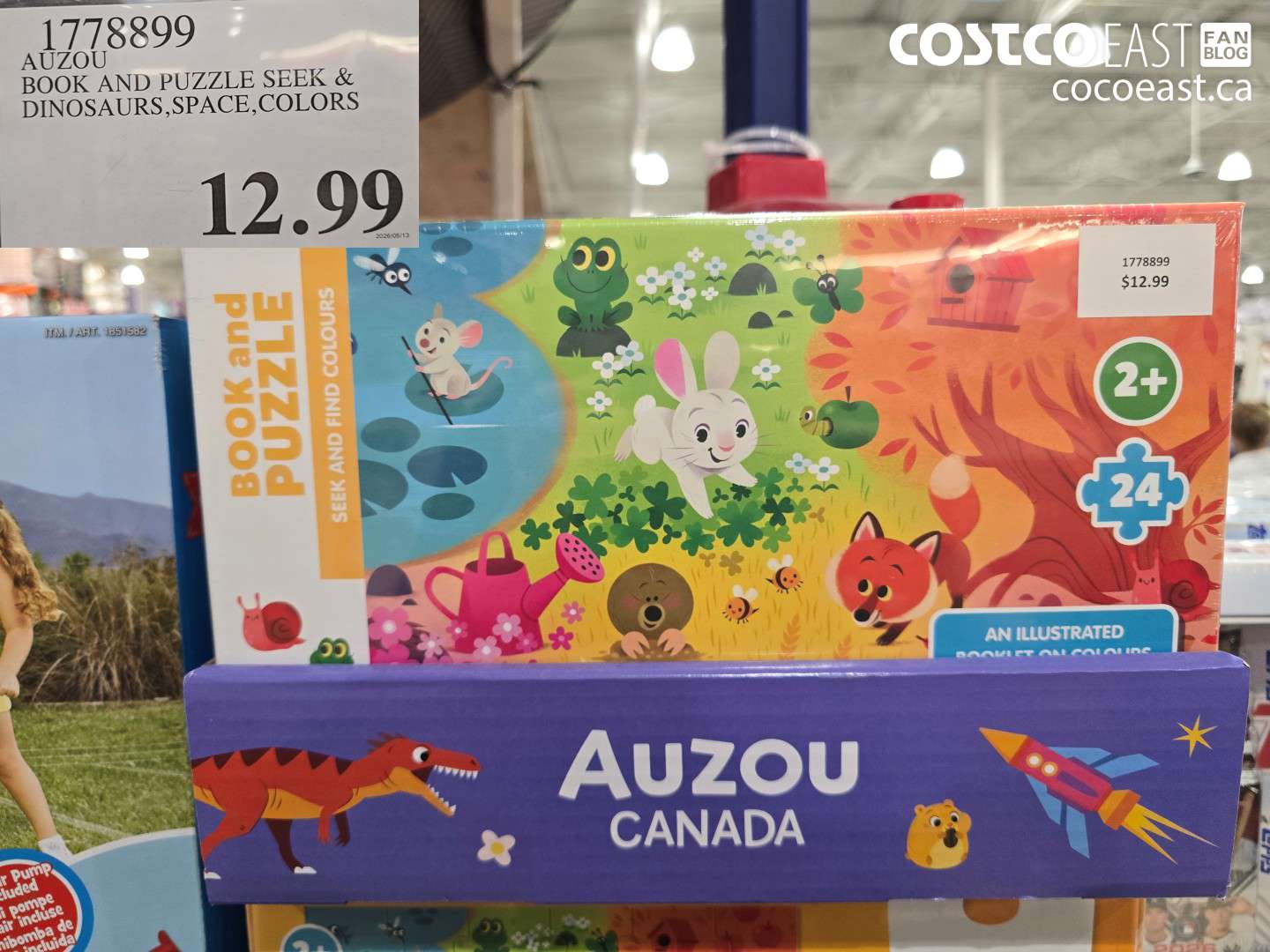1778899 AUZOU BOOK AND PUZZLE SEEK & DINOSAURS,SPACE,COLORS $12.99