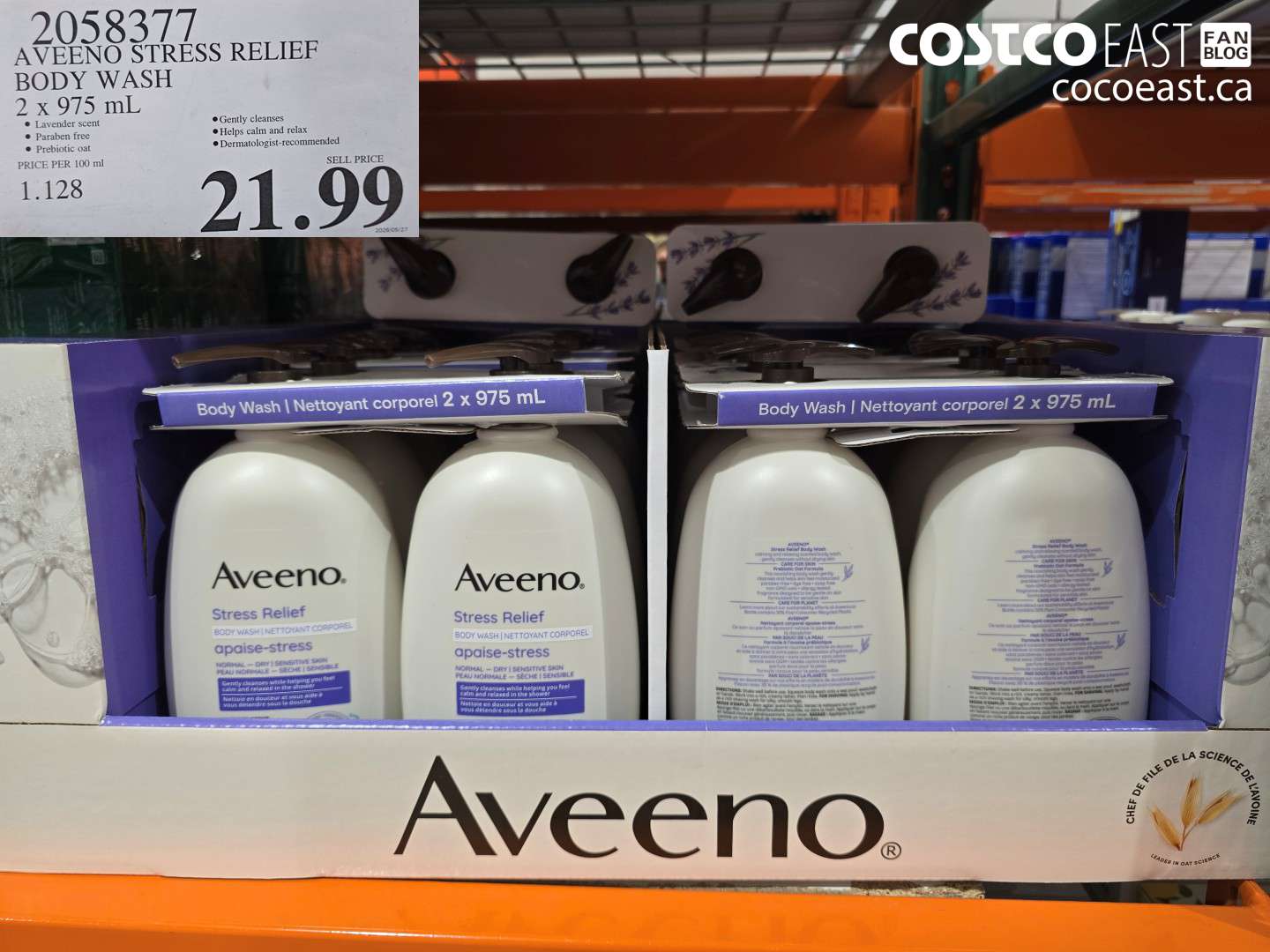 2058377 AVEENO STRESS RELIEF BODY WASH 2 X 975 ML $21.99