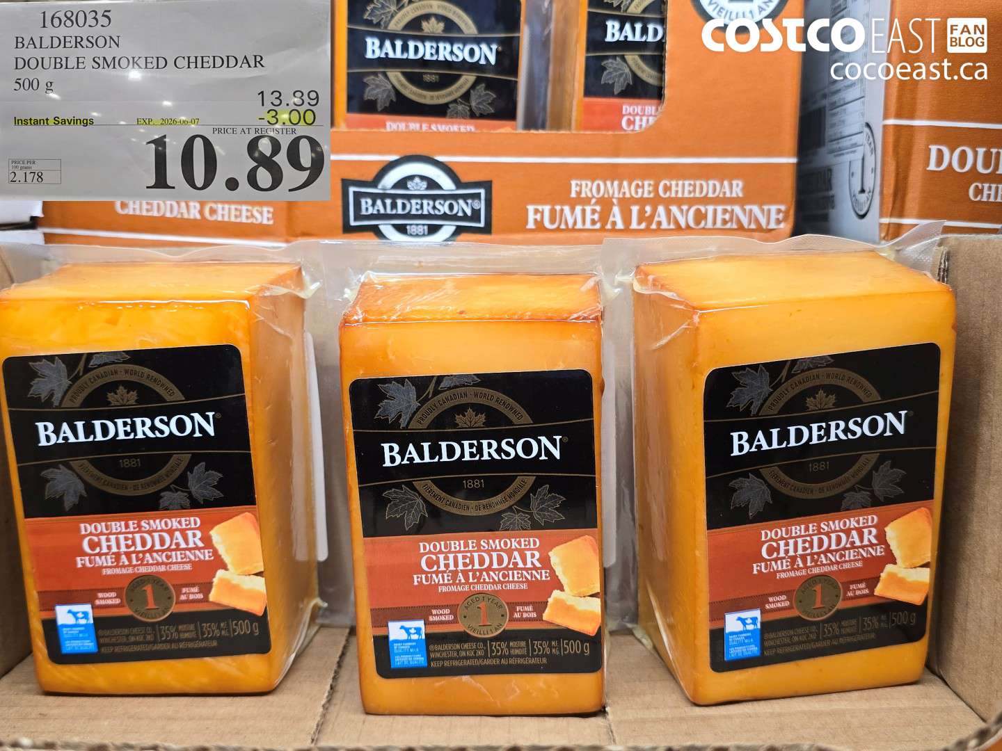 168035 BALDERSON DOUBLE SMOKED CHEDDAR 500 G ($3.00 INSTANT SAVINGS EXPIRES ON 2026-06-07) $10.89