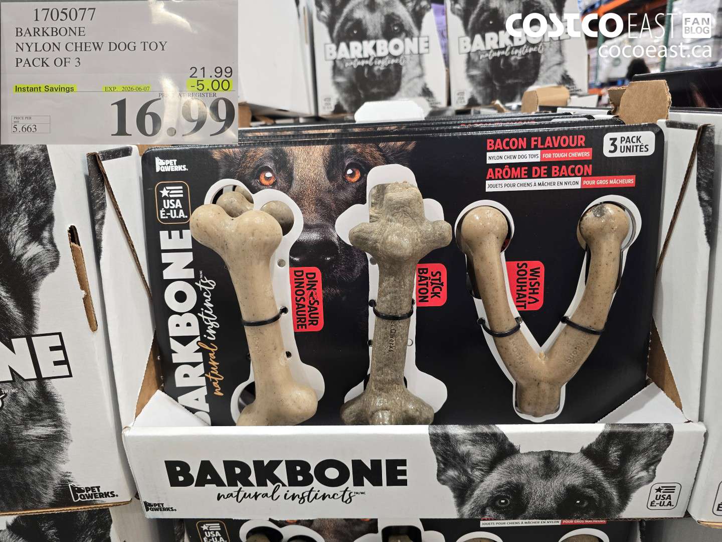 1705077 BARKBONE NYLON CHEW DOG TOY PACK OF 3 ($5.00 INSTANT SAVINGS EXPIRES ON 2026-06-07) $16.99