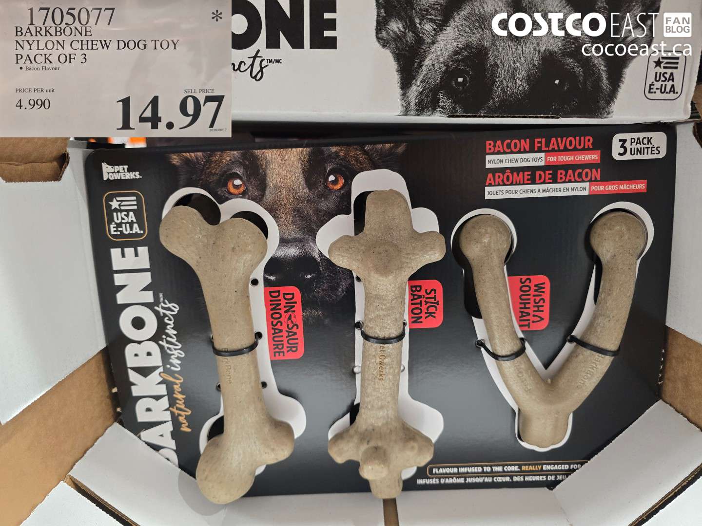 1705077 BARKBONE NYLON CHEW DOG TOY PACK OF 3 $14.97