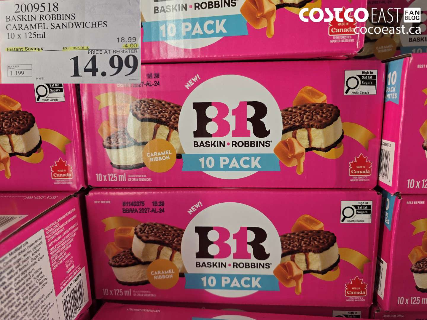 2009518 BASKIN ROBBINS CARAMEL SANDWICHES 10 X 125ML ($4.00 INSTANT SAVINGS EXPIRES ON 2026-06-18) $14.99