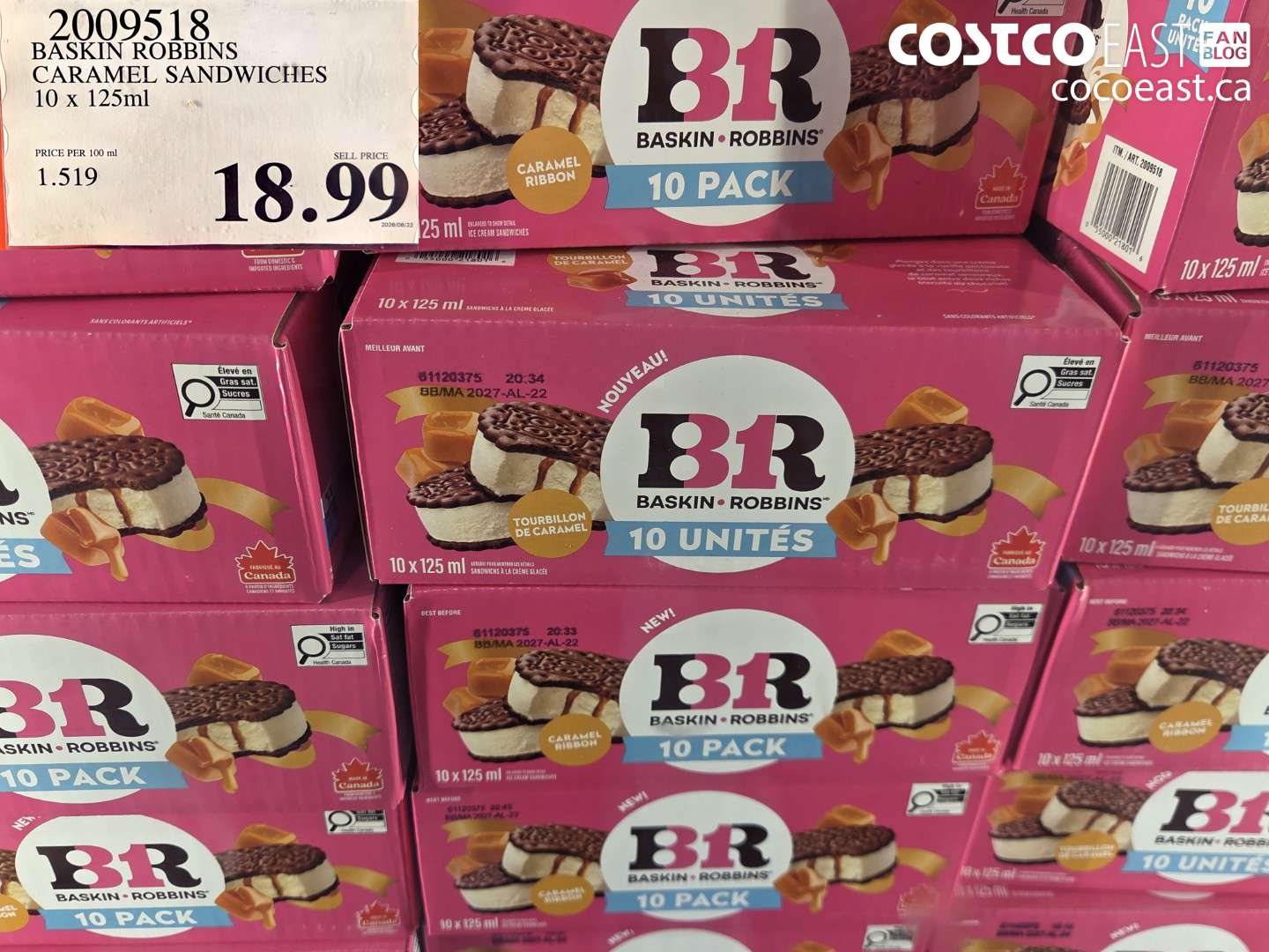 2009518 BASKIN ROBBINS CARAMEL SANDWICHES 10 X 125ML $18.99