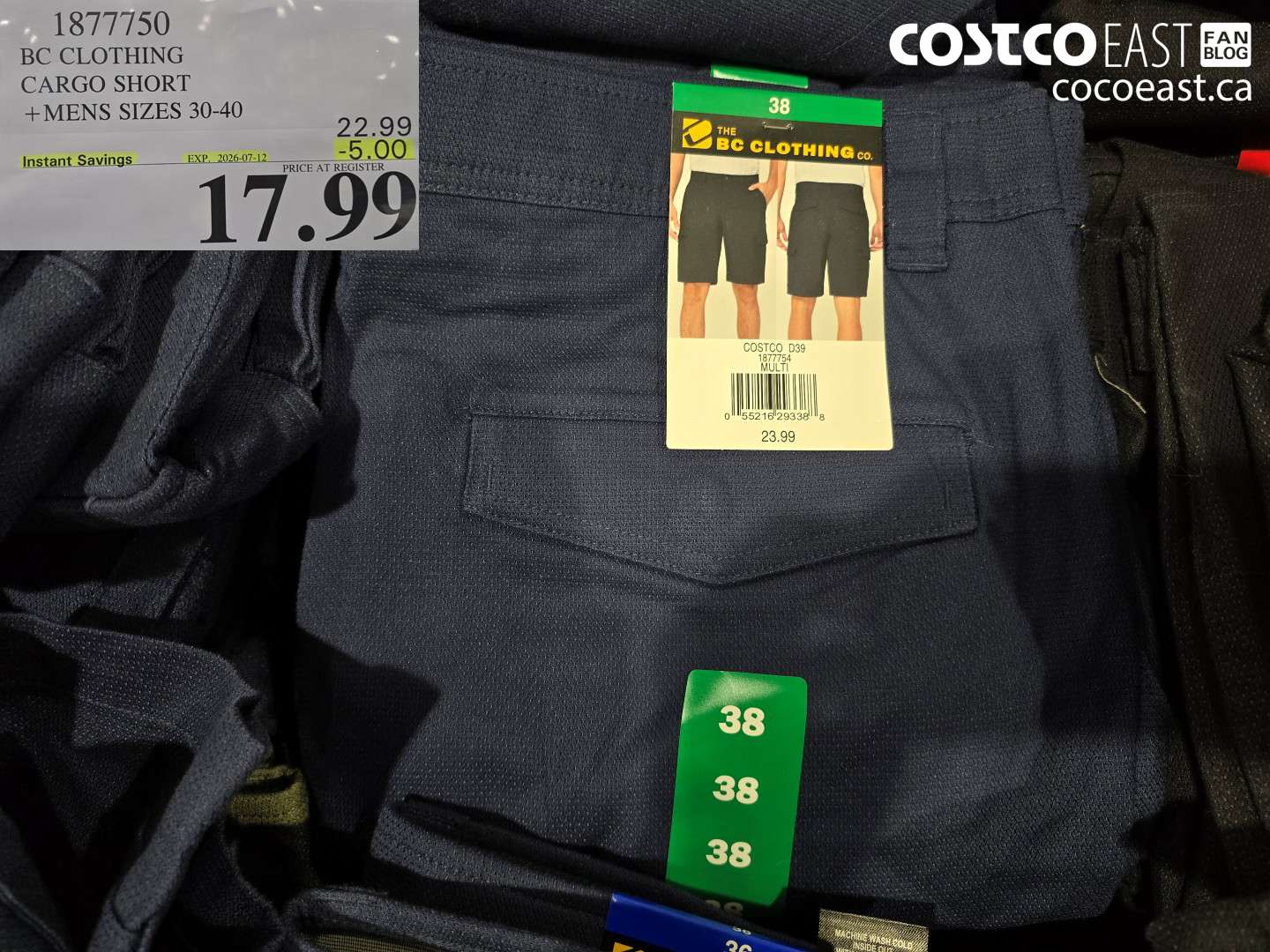 1877750 BC CLOTHING CARGO SHORT MENS SIZES 30-40 ($5.00 INSTANT SAVINGS EXPIRES ON 2026-07-12) $17.99