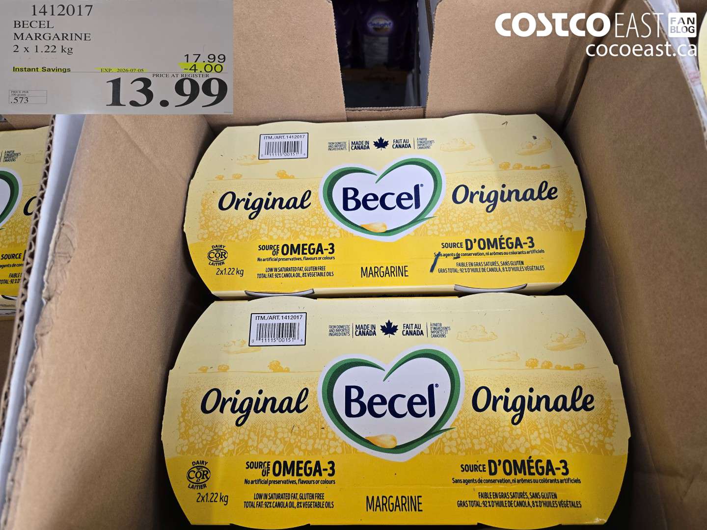 1412017 BECEL MARGARINE 2 X 1.22 KG ($4.00 INSTANT SAVINGS EXPIRES ON 2026-07-05) $13.99