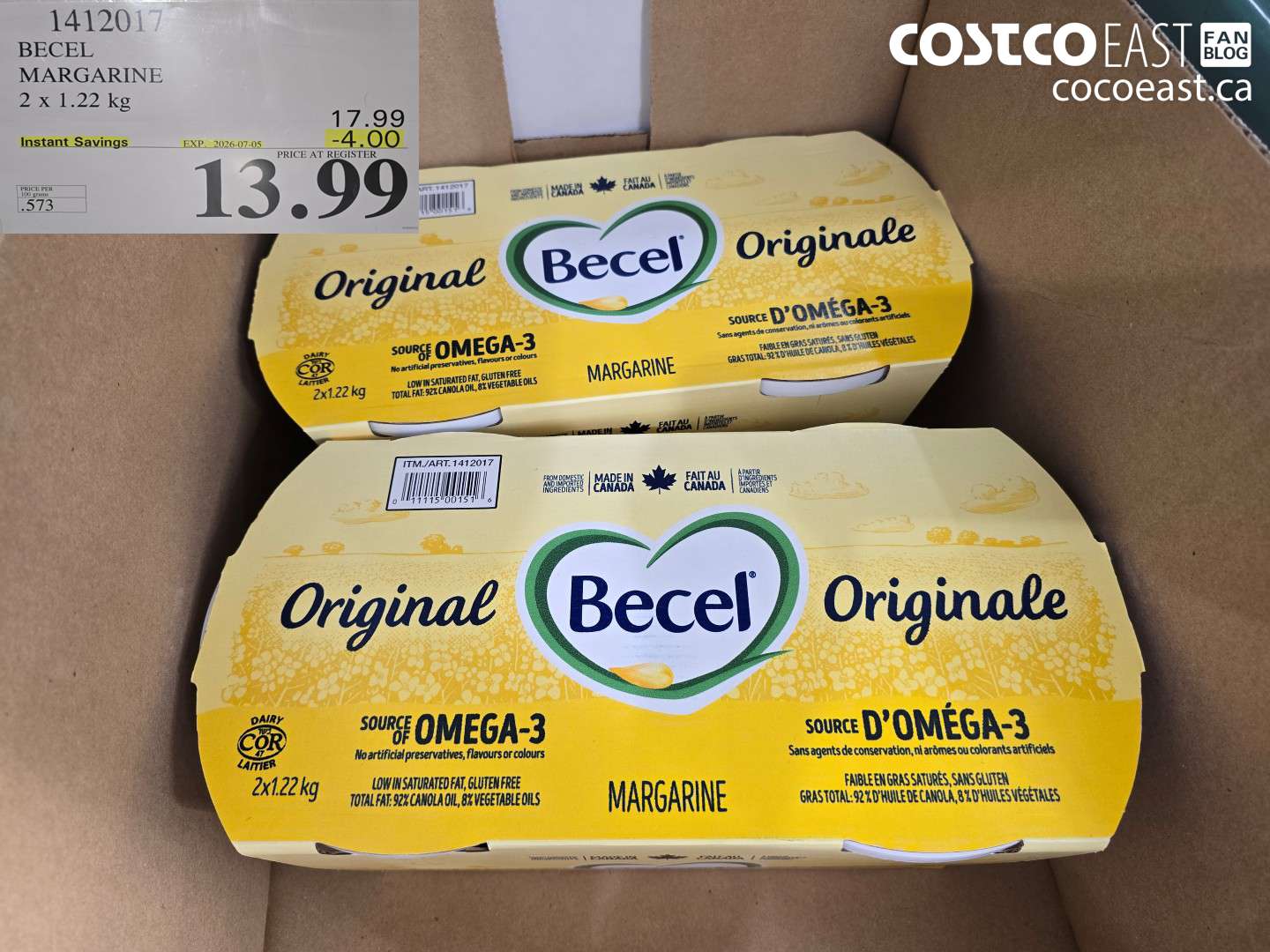 1412017 BECEL MARGARINE 2 X 1.22 KG ($4.00 INSTANT SAVINGS EXPIRES ON 2026-07-05) $13.99