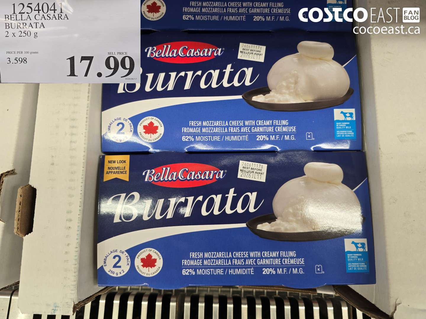 1254041 BELLA CASARA BURRATA 2 X 250 G $17.99