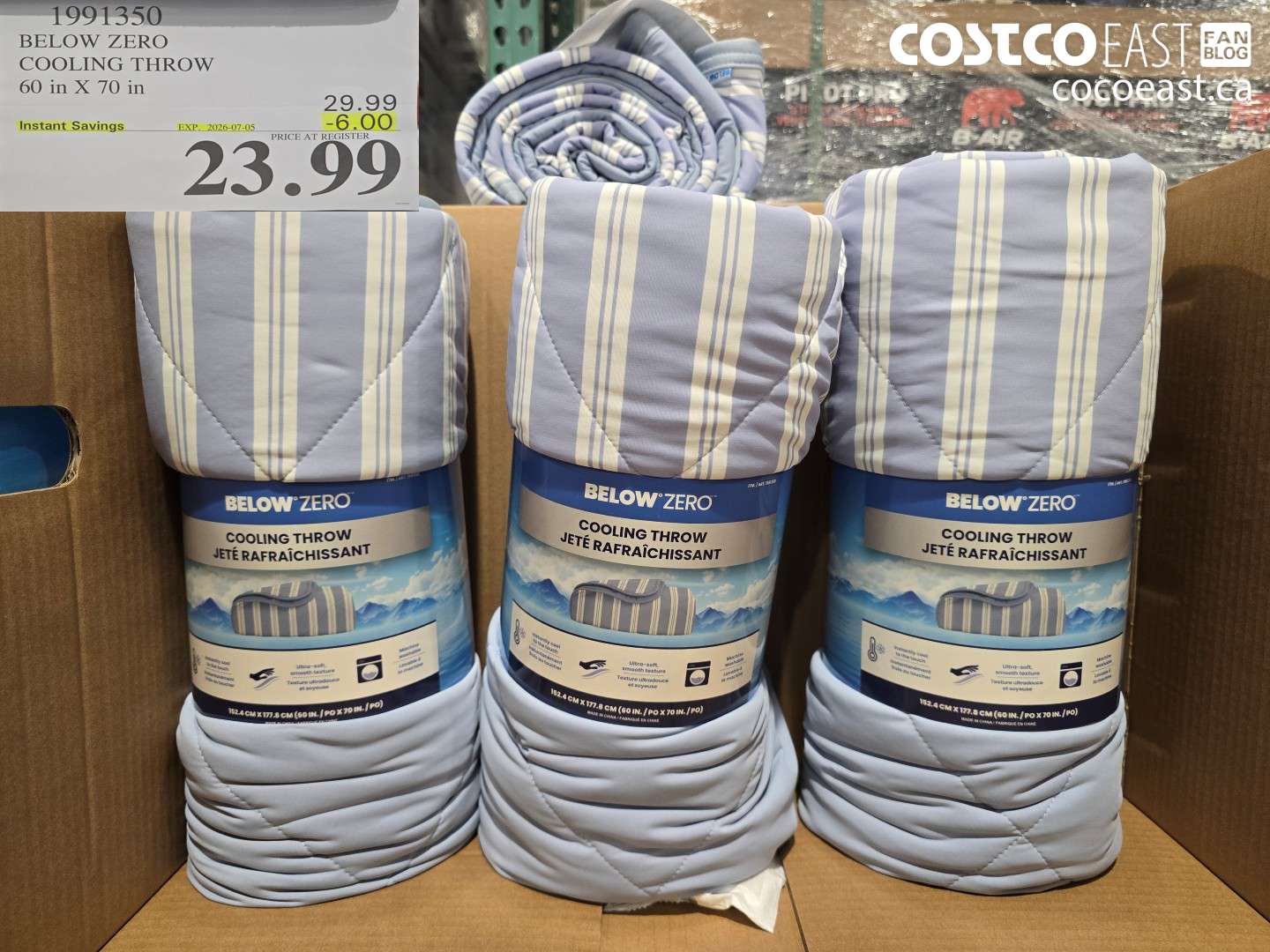 1991350 BELOW ZERO COOLING THROW 60 IN X 70 IN ($6.00 INSTANT SAVINGS EXPIRES ON 2026-07-05) $23.99