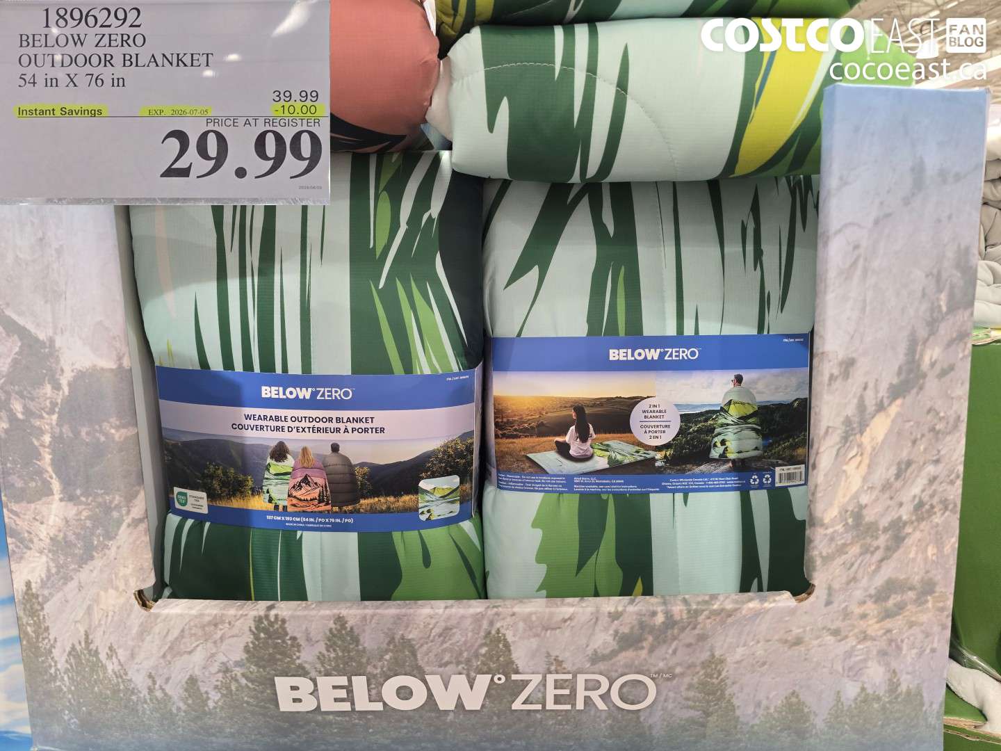 1896292 BELOW ZERO OUTDOOR BLANKET 54 IN X 76 IN ($10.00 INSTANT SAVINGS EXPIRES ON 2026-07-05) $29.99
