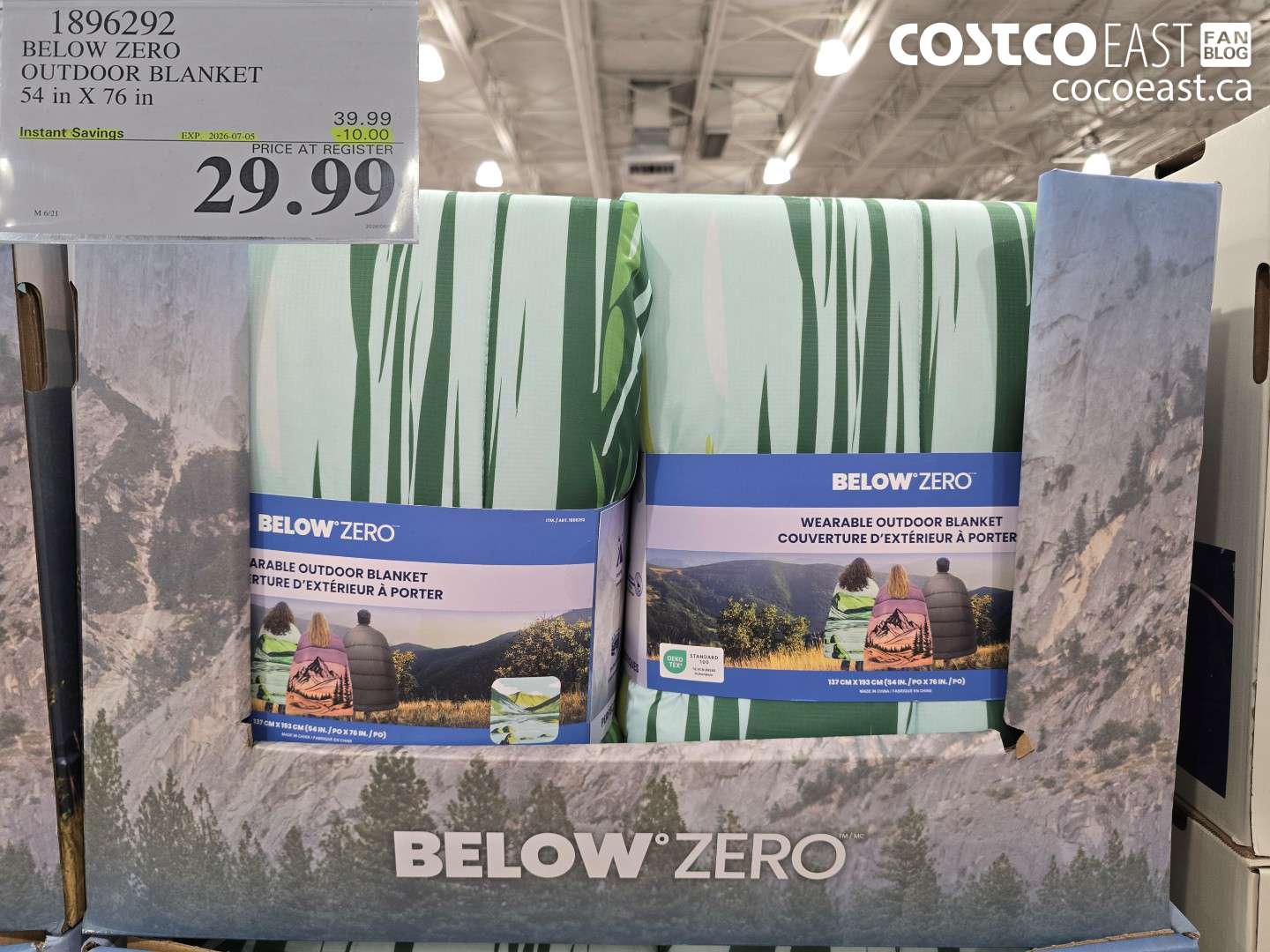 1896292 BELOW ZERO OUTDOOR BLANKET 54 IN X 76 IN ($10.00 INSTANT SAVINGS EXPIRES ON 2026-07-05) $29.99