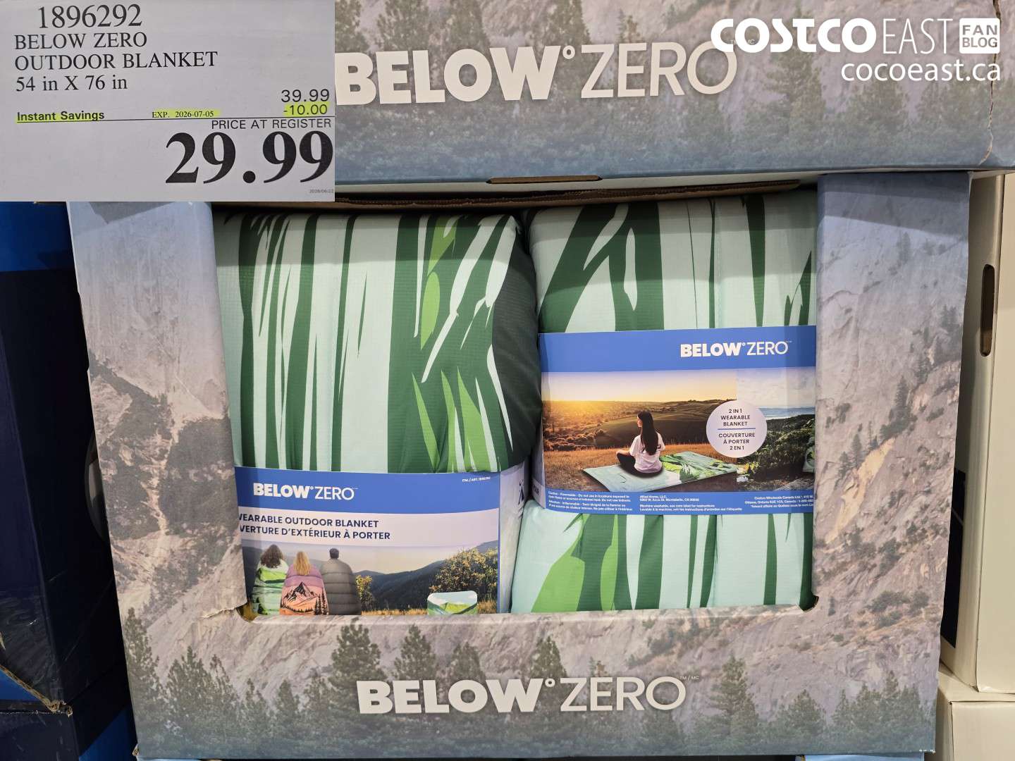 1896292 BELOW ZERO OUTDOOR BLANKET 54 IN X 76 IN ($10.00 INSTANT SAVINGS EXPIRES ON 2026-07-05) $29.99