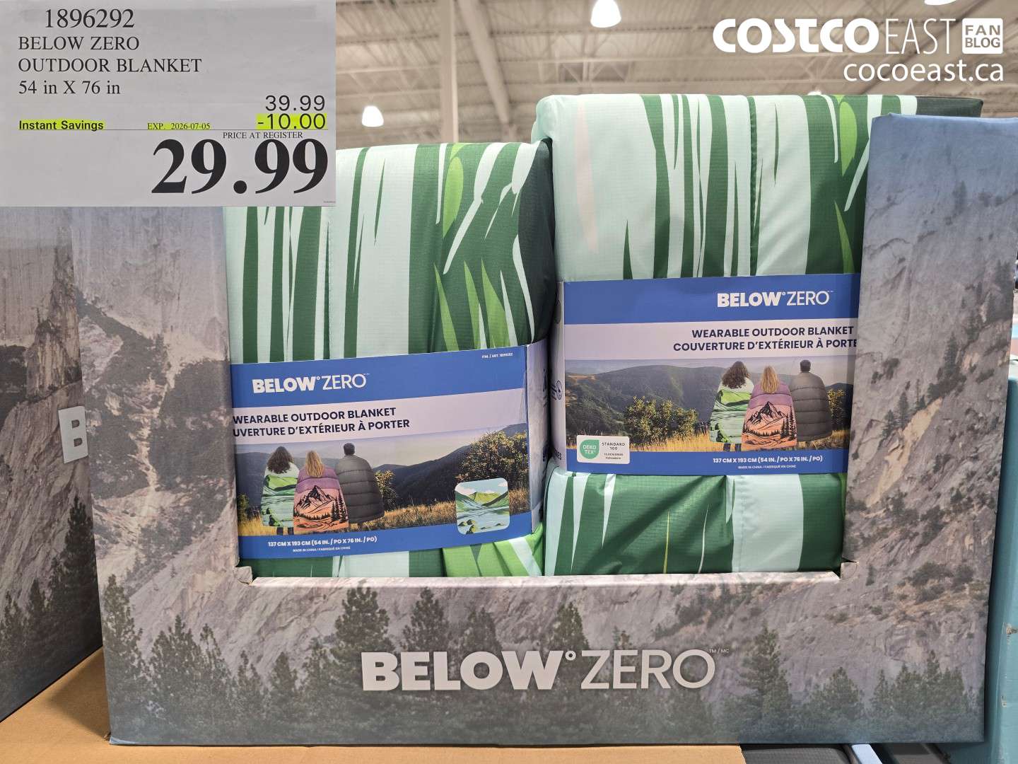 1896292 BELOW ZERO OUTDOOR BLANKET 54 IN X 76 IN ($10.00 INSTANT SAVINGS EXPIRES ON 2026-07-05) $29.99