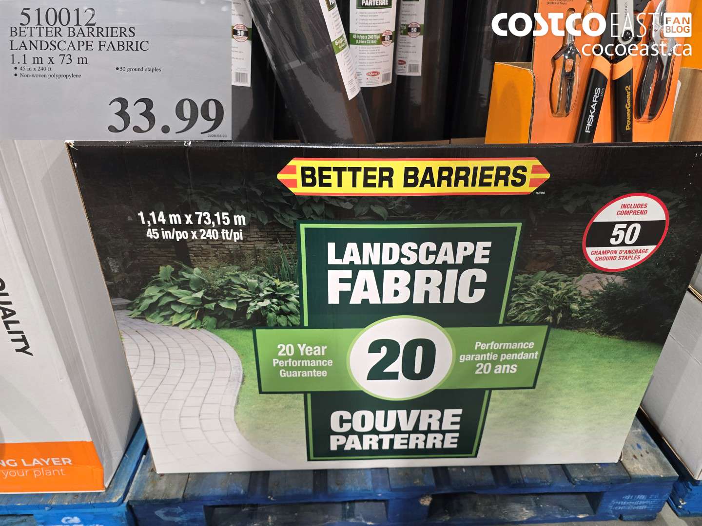 510012 BETTER BARRIERS LANDSCAPE FABRIC 1.1 M X 73 M $33.99