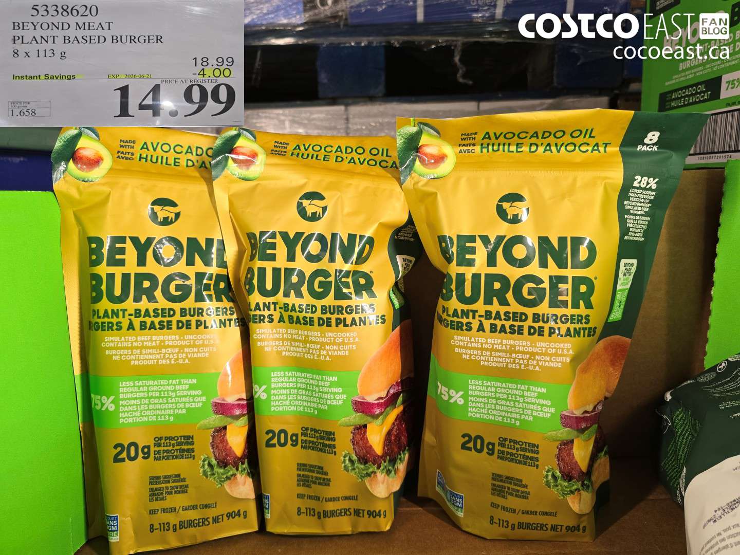 5338620 BEYOND MEAT PLANT BASED BURGER 8 X 113 G ($4.00 INSTANT SAVINGS EXPIRES ON 2026-06-21) $14.99