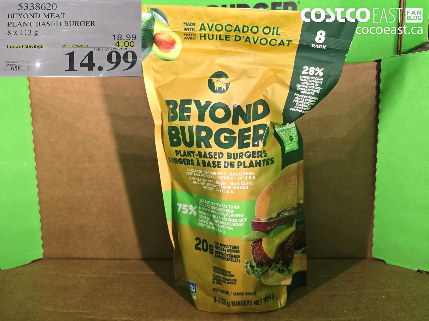 5338620 BEYOND MEAT PLANT BASED BURGER 8 X 113 G ($4.00 INSTANT SAVINGS EXPIRES ON 2026-06-21) $14.99