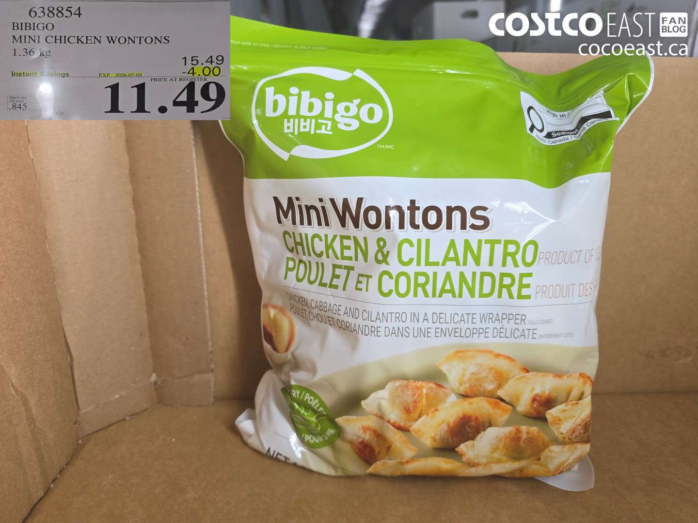 638854 BIBIGO MINI CHICKEN WONTONS 1.36 KG ($4.00 INSTANT SAVINGS EXPIRES ON 2026-07-05) $11.49