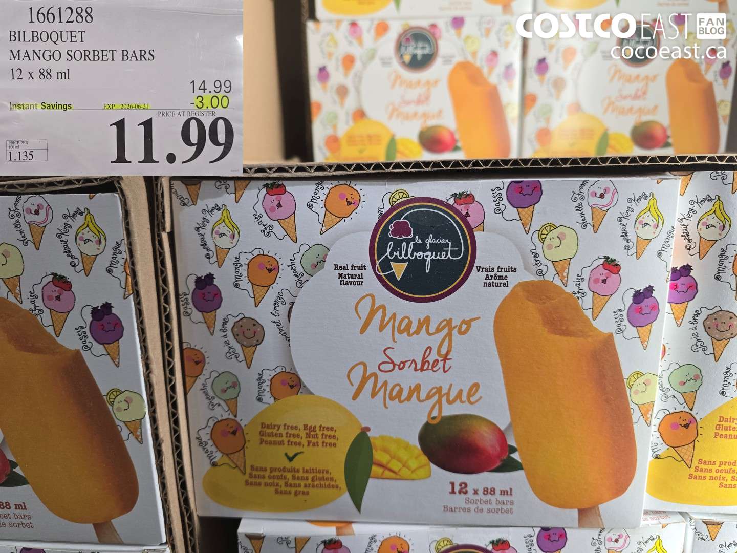 1661288 BILBOQUET MANGO SORBET BARS 12 X 88 ML ($3.00 INSTANT SAVINGS EXPIRES ON 2026-06-21) $11.99