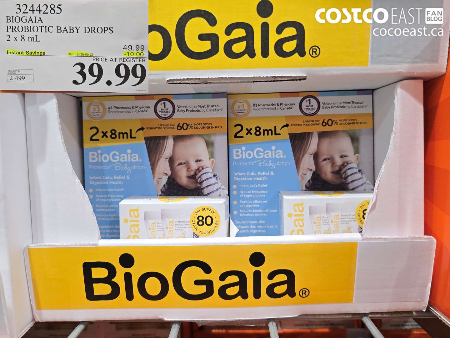 3244285 BIOGAIA PROBIOTIC BABY DROPS 2 X 8 ML ($10.00 INSTANT SAVINGS EXPIRES ON 2026-06-21) $39.99