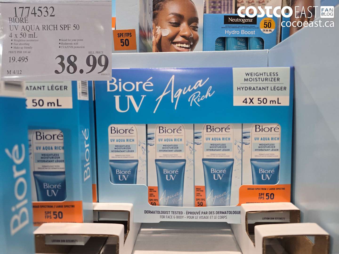 1774532 BIORE UV AQUA RICH SPF 50 4 X 50 ML $38.99