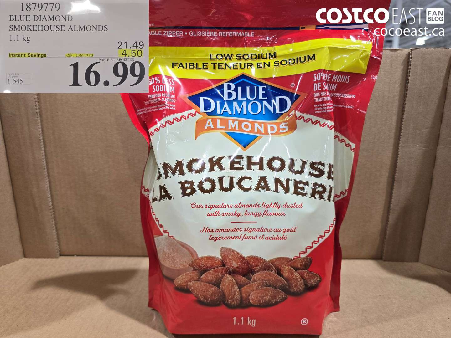 1879779 BLUE DIAMOND SMOKEHOUSE ALMONDS 1.1 KG ($4.50 INSTANT SAVINGS EXPIRES ON 2026-07-05) $16.99