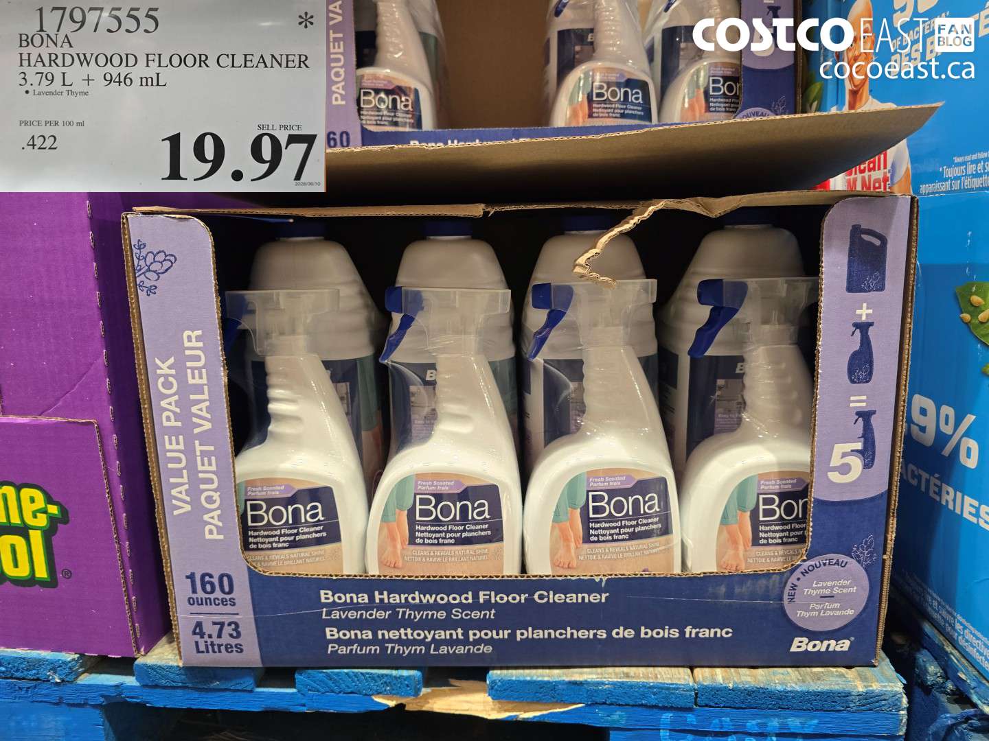 1797555 BONA HARDWOOD FLOOR CLEANER 3.79 L + 946 ML $19.97