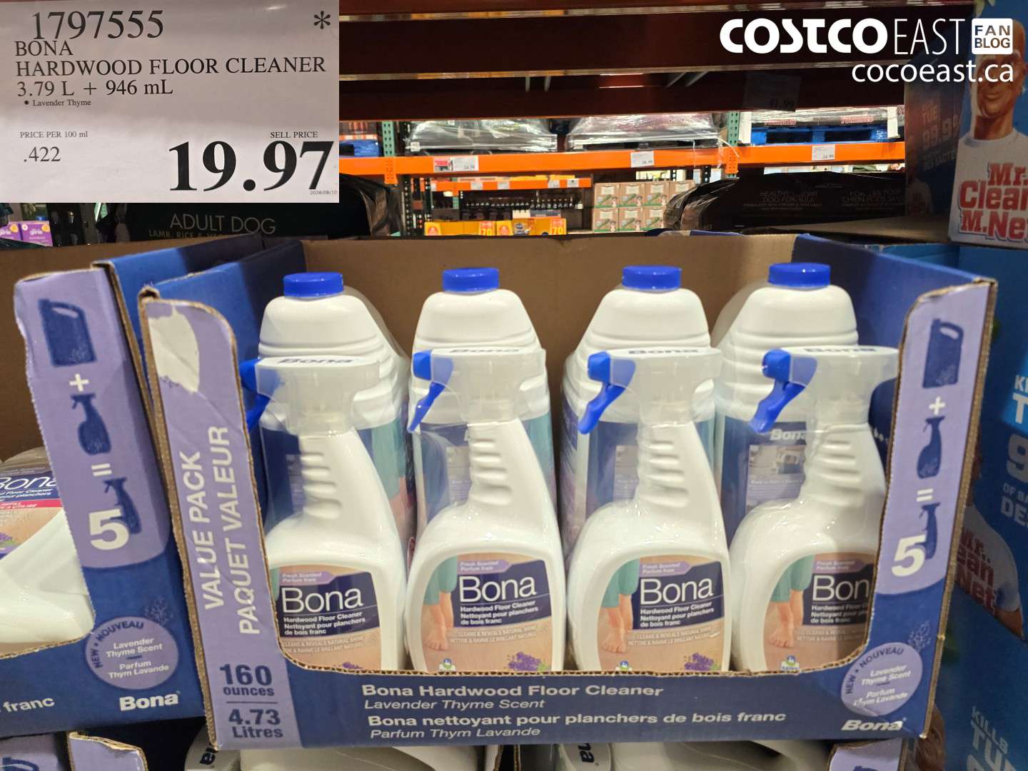 1797555 BONA HARDWOOD FLOOR CLEANER 3.79 L + 946 ML $19.97