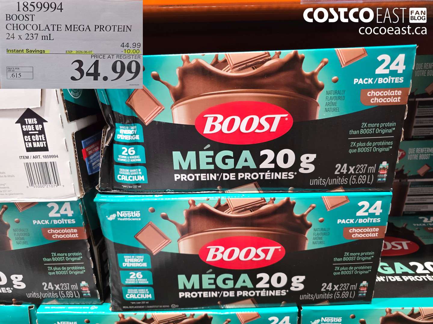 1859994 BOOST CHOCOLATE MEGA PROTEIN 24 X 237 ML ($10.00 INSTANT SAVINGS EXPIRES ON 2026-06-07) $34.99