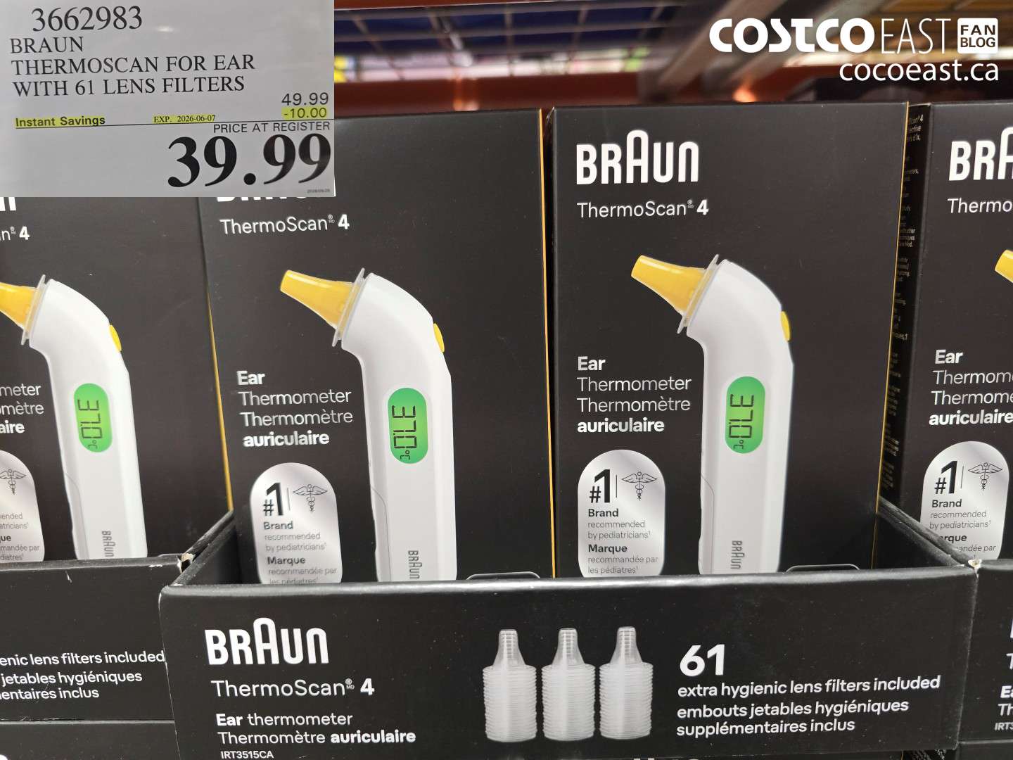 3662983 BRAUN THERMOSCAN FOR EAR WITH 61 LENS FILTERS ($10.00 INSTANT SAVINGS EXPIRES ON 2026-06-07) $39.99