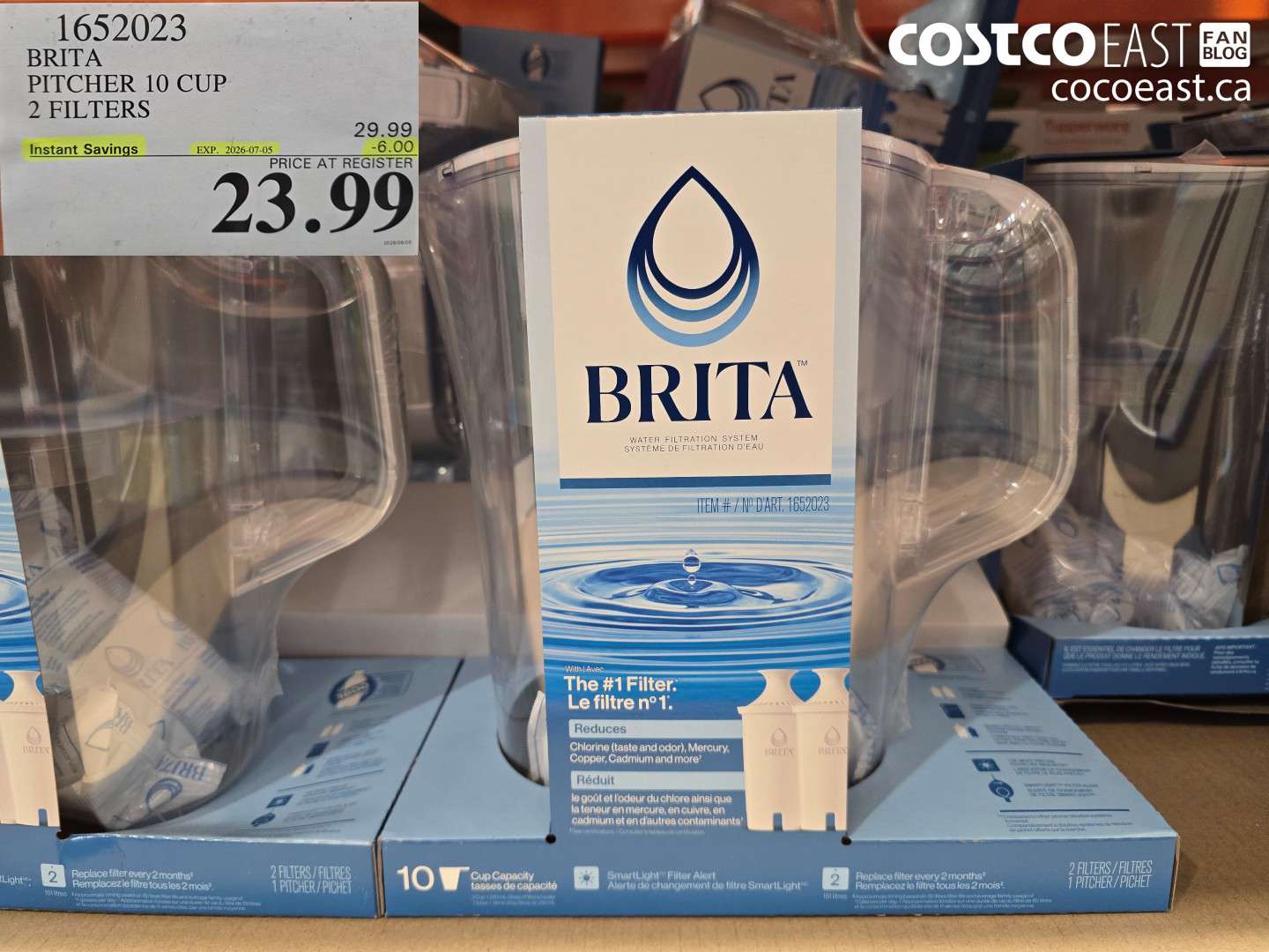 1652023 BRITA PITCHER 10 CUP 2 FILTERS ($6.00 INSTANT SAVINGS EXPIRES ON 2026-07-05) $23.99