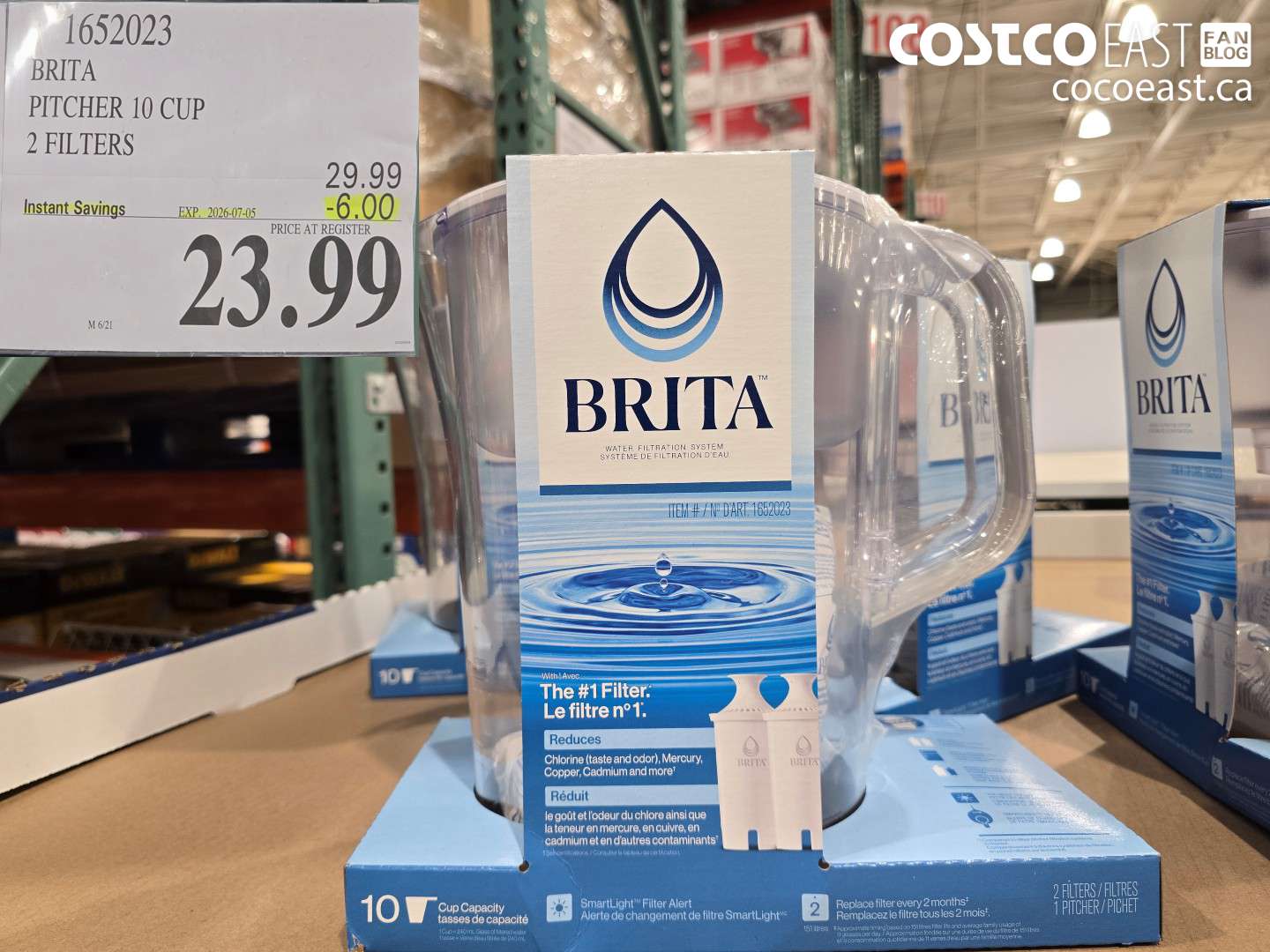 1652023 BRITA PITCHER 10 CUP 2 FILTERS ($6.00 INSTANT SAVINGS EXPIRES ON 2026-07-05) $23.99