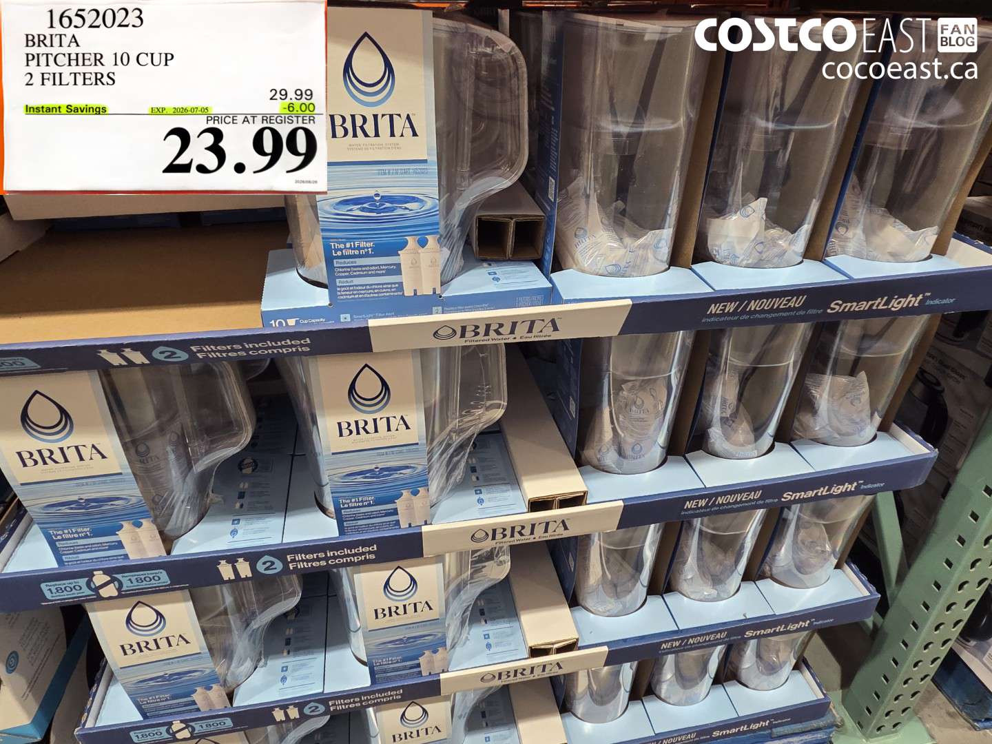 1652023 BRITA PITCHER 10 CUP 2 FILTERS ($6.00 INSTANT SAVINGS EXPIRES ON 2026-07-05) $23.99