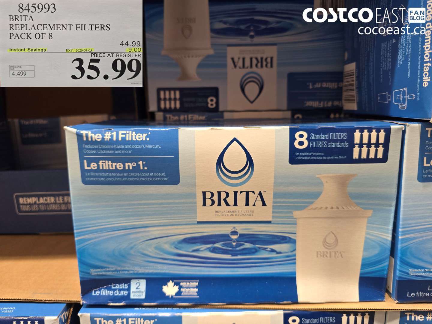 845993 BRITA REPLACEMENT FILTERS PACK OF 8 ($9.00 INSTANT SAVINGS EXPIRES ON 2026-07-05) $35.99