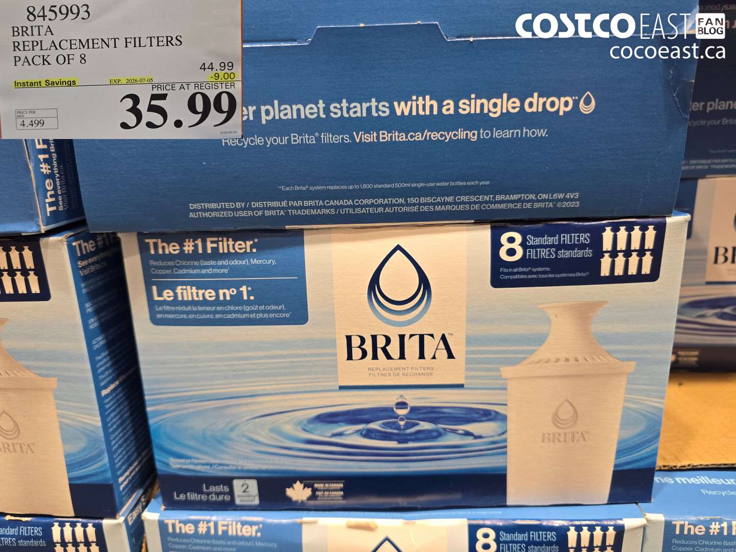 845993 BRITA REPLACEMENT FILTERS PACK OF 8 ($9.00 INSTANT SAVINGS EXPIRES ON 2026-07-05) $35.99