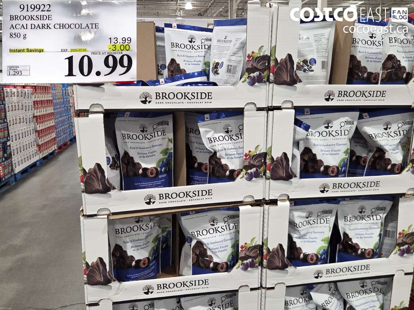 919922 BROOKSIDE ACAI DARK CHOCOLATE 850 G ($3.00 INSTANT SAVINGS EXPIRES ON 2026-07-05) $10.99