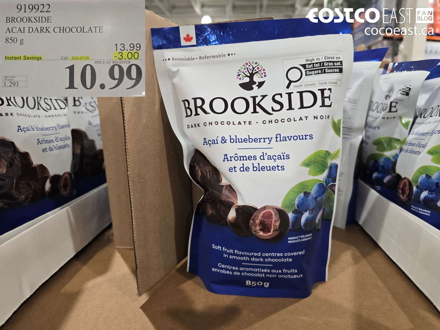 919922 BROOKSIDE ACAI DARK CHOCOLATE 850 G ($3.00 INSTANT SAVINGS EXPIRES ON 2026-07-05) $10.99