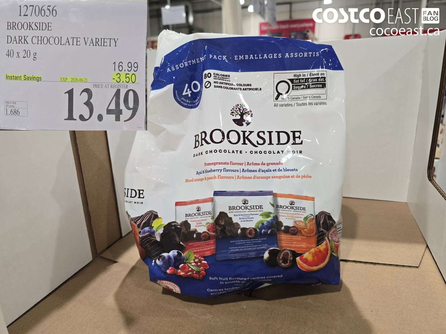 1270656 BROOKSIDE DARK CHOCOLATE VARIETY 40 X 20 G ($3.50 INSTANT SAVINGS EXPIRES ON 2026-06-21) $13.49