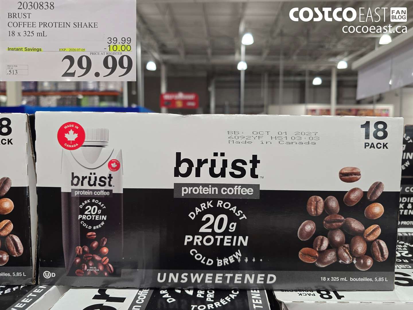 2030838 BRUST COFFEE PROTEIN SHAKE 18 X 325 ML ($10.00 INSTANT SAVINGS EXPIRES ON 2026-07-05) $29.99