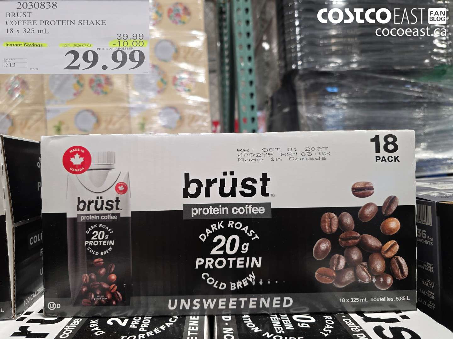 2030838 BRUST COFFEE PROTEIN SHAKE 18 X 325 ML ($10.00 INSTANT SAVINGS EXPIRES ON 2026-07-05) $29.99