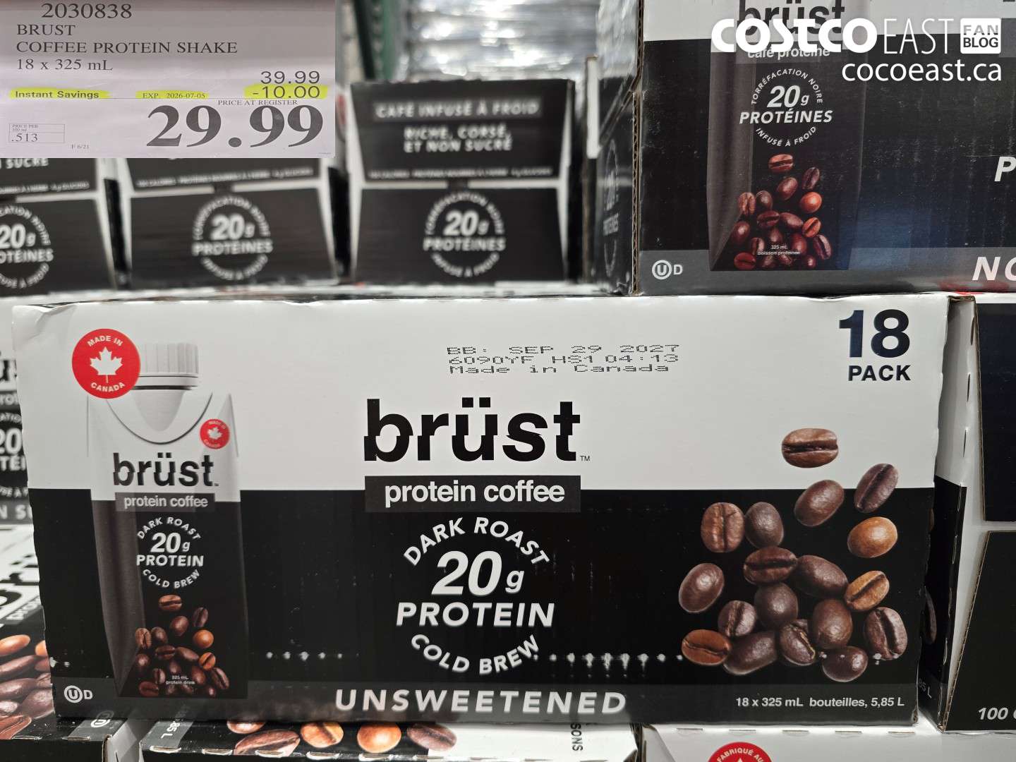 2030838 BRUST COFFEE PROTEIN SHAKE 18 X 325 ML ($10.00 INSTANT SAVINGS EXPIRES ON 2026-07-05) $29.99