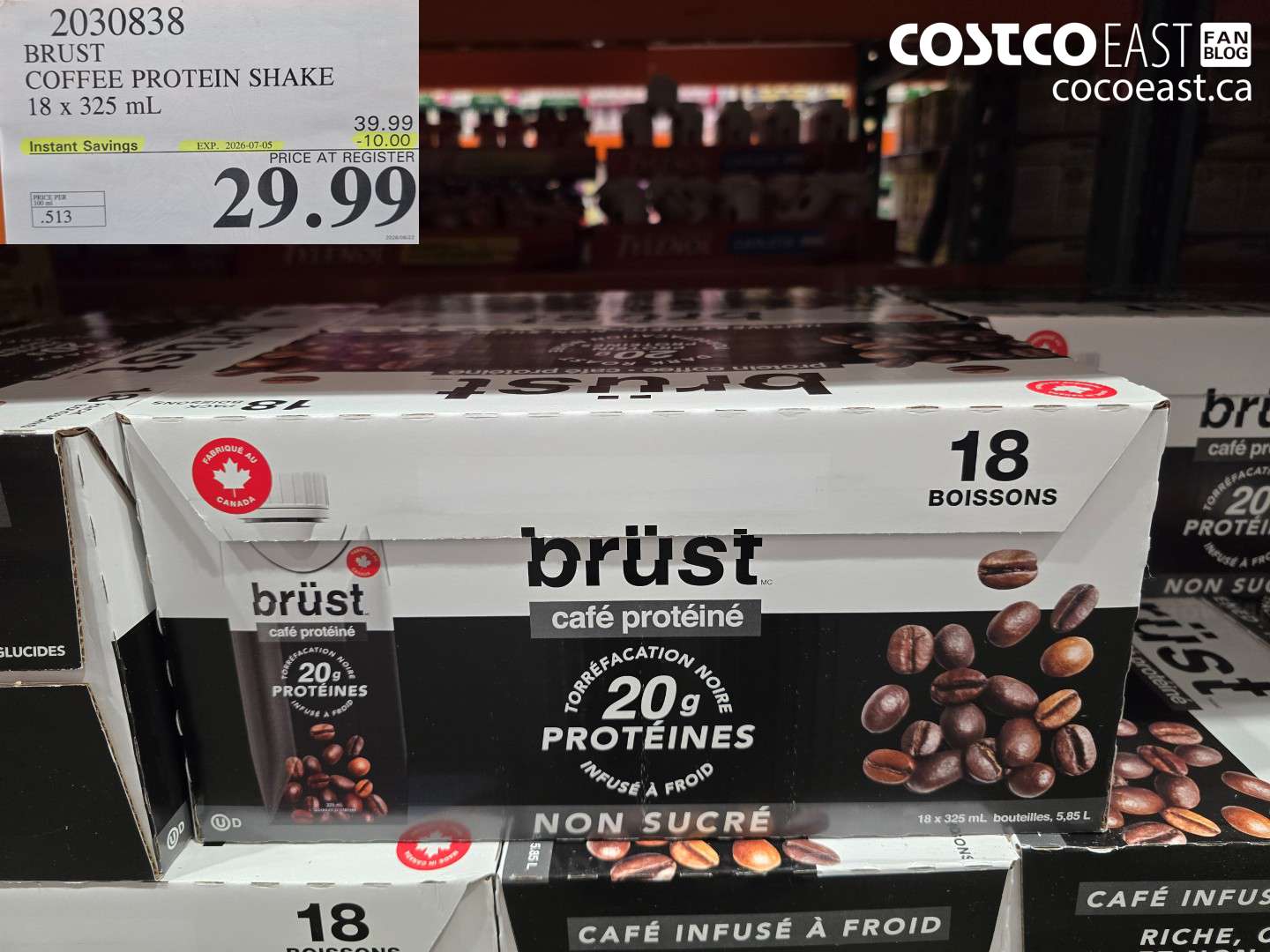 2030838 BRUST COFFEE PROTEIN SHAKE 18 X 325 ML ($10.00 INSTANT SAVINGS EXPIRES ON 2026-07-05) $29.99