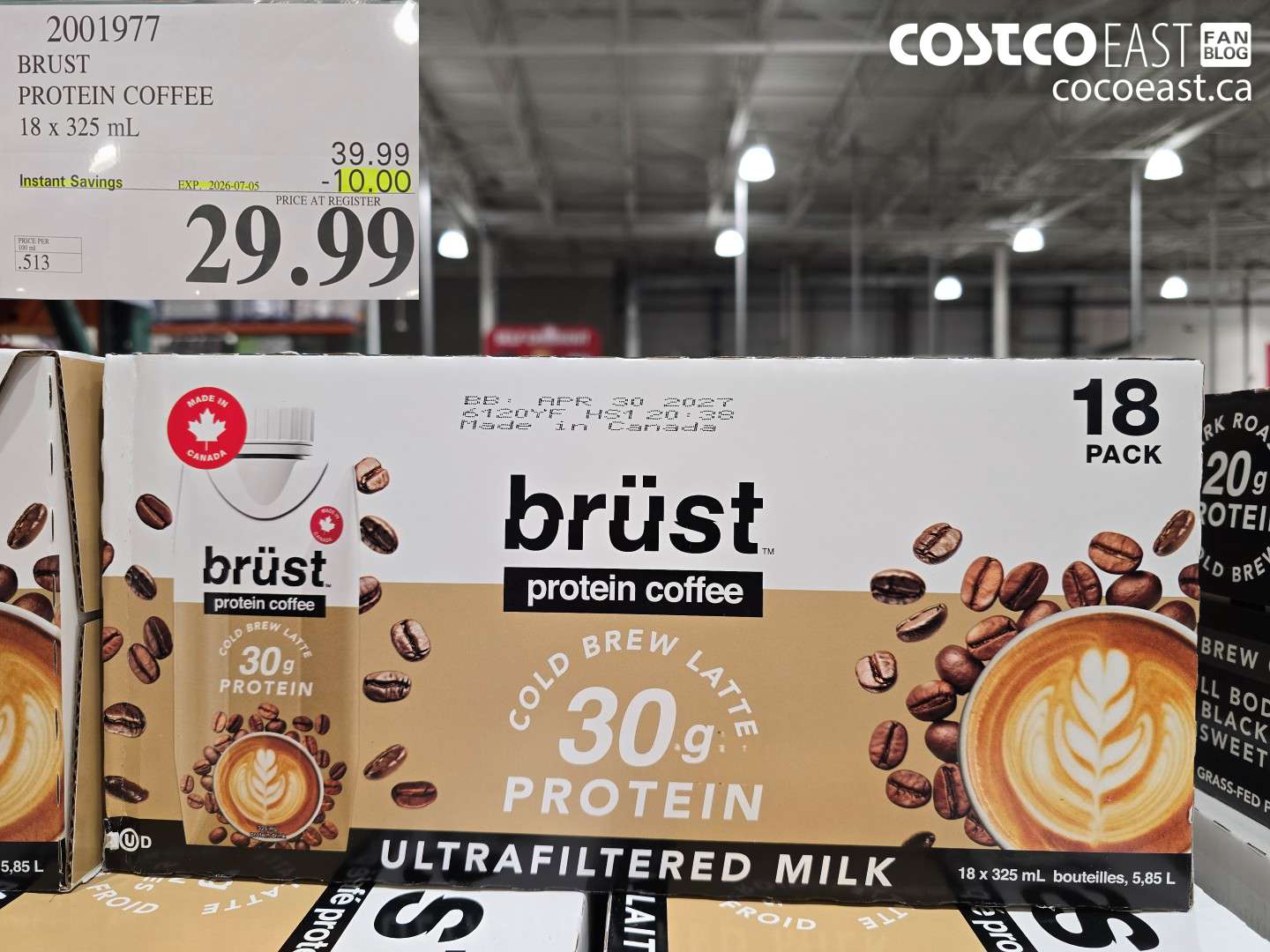 2001977 BRUST PROTEIN COFFEE 18 X 325 ML ($10.00 INSTANT SAVINGS EXPIRES ON 2026-07-05) $29.99