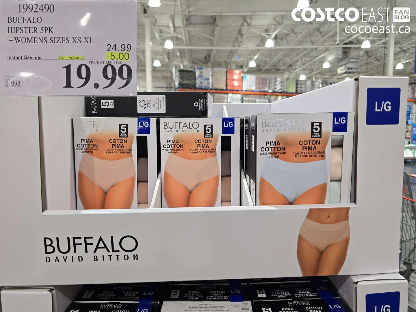 1992490 BUFFALO HIPSTER 5PK + WOMENS SIZES XS-XL ($5.00 INSTANT SAVINGS EXPIRES ON 2026-06-28) $19.99