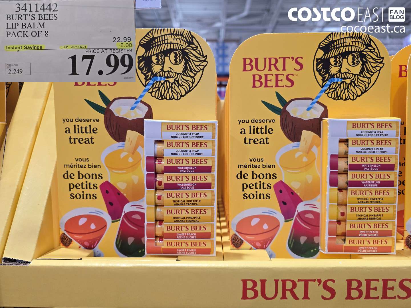 3411442 BURT'S BEES LIP BALM PACK OF 8 ($5.00 INSTANT SAVINGS EXPIRES ON 2026-06-21) $17.99