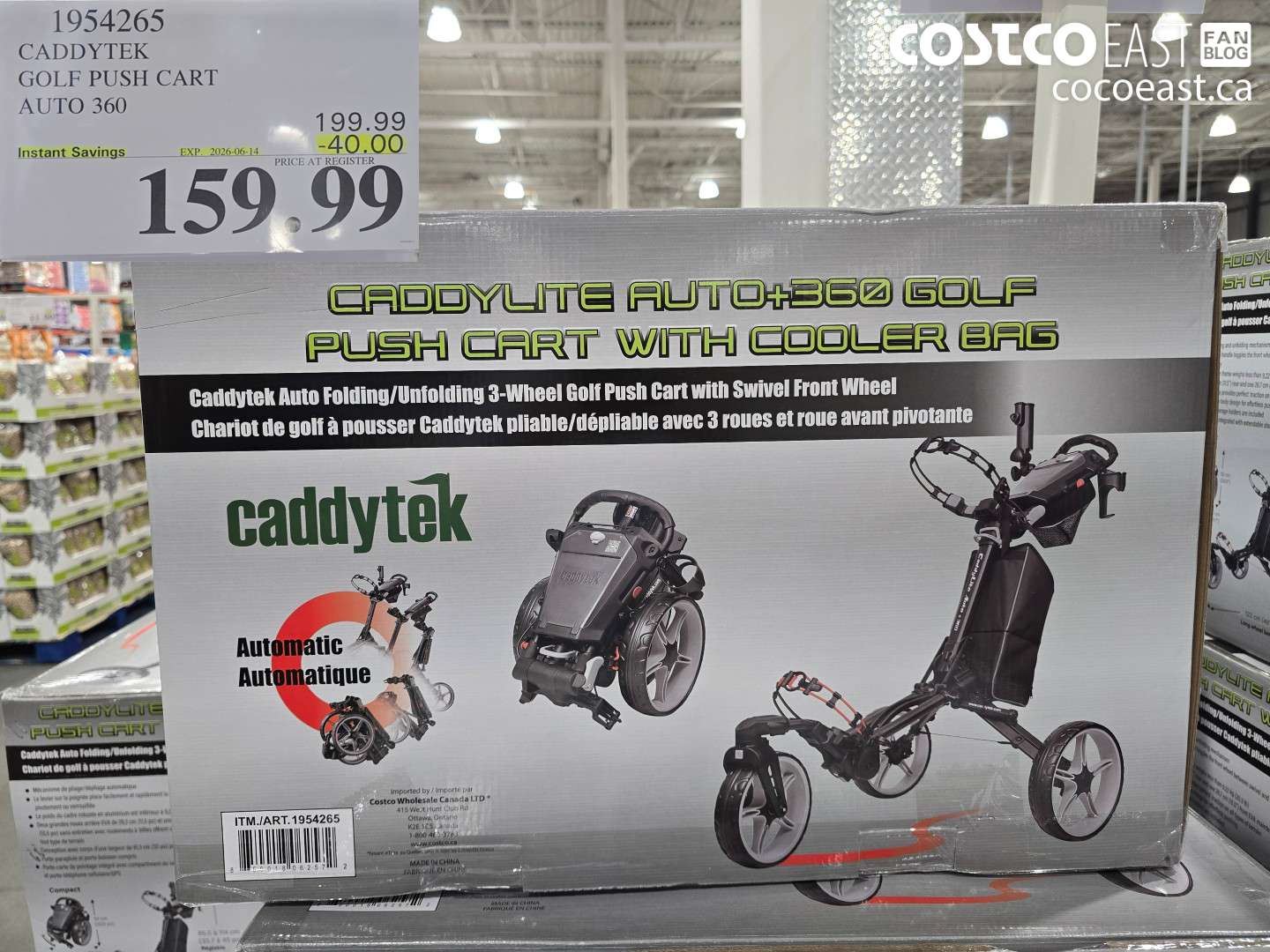 1954265 CADDYTEK GOLF PUSH CART AUTO 360 ($40.00 INSTANT SAVINGS EXPIRES ON 2026-06-14) $159.99