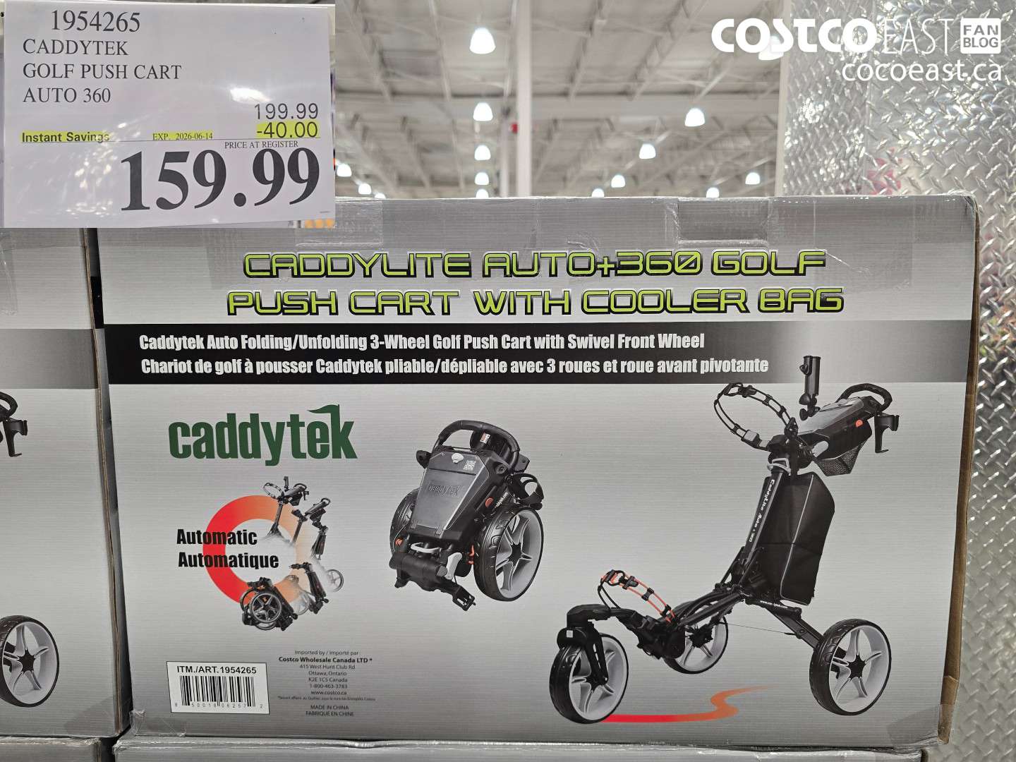 1954265 CADDYTEK GOLF PUSH CART AUTO 360 ($40.00 INSTANT SAVINGS EXPIRES ON 2026-06-14) $159.99