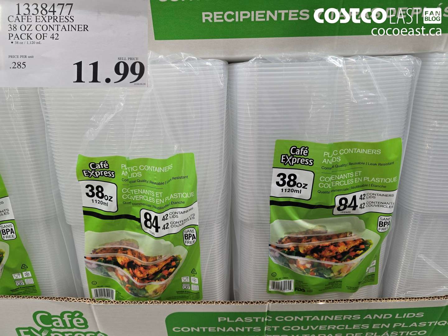 1338477 CAFE EXPRESS 38 OZ CONTAINER PACK OF 42 $11.99