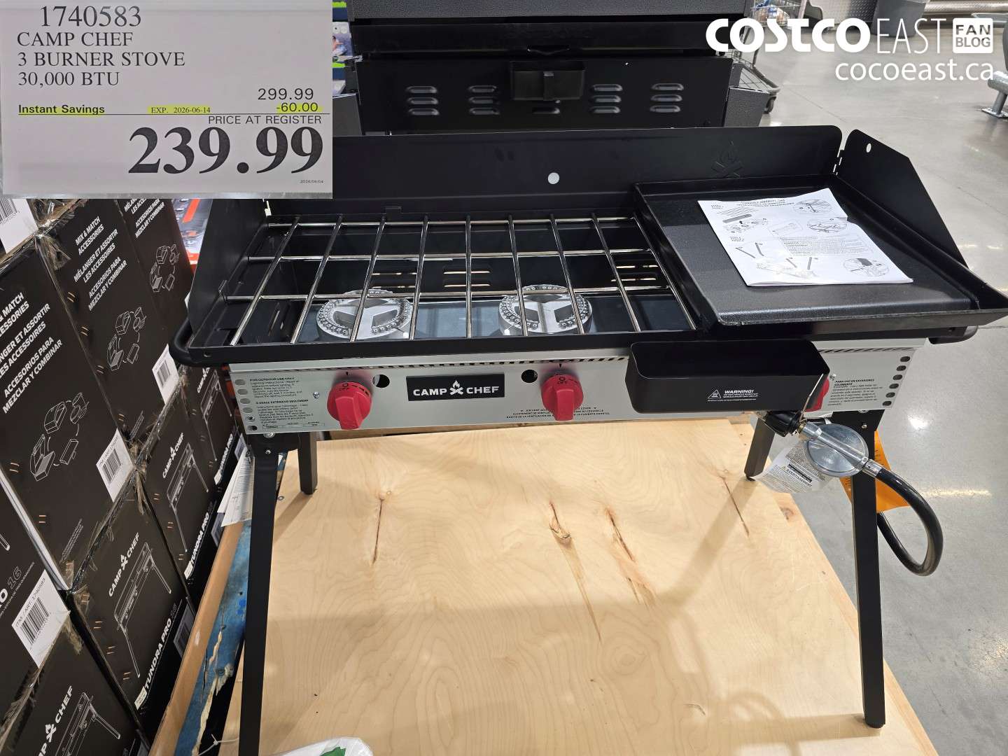 1740583 CAMP CHEF 3 BURNER STOVE 30,000 BTU ($60.00 INSTANT SAVINGS EXPIRES ON 2026-06-14) $239.99