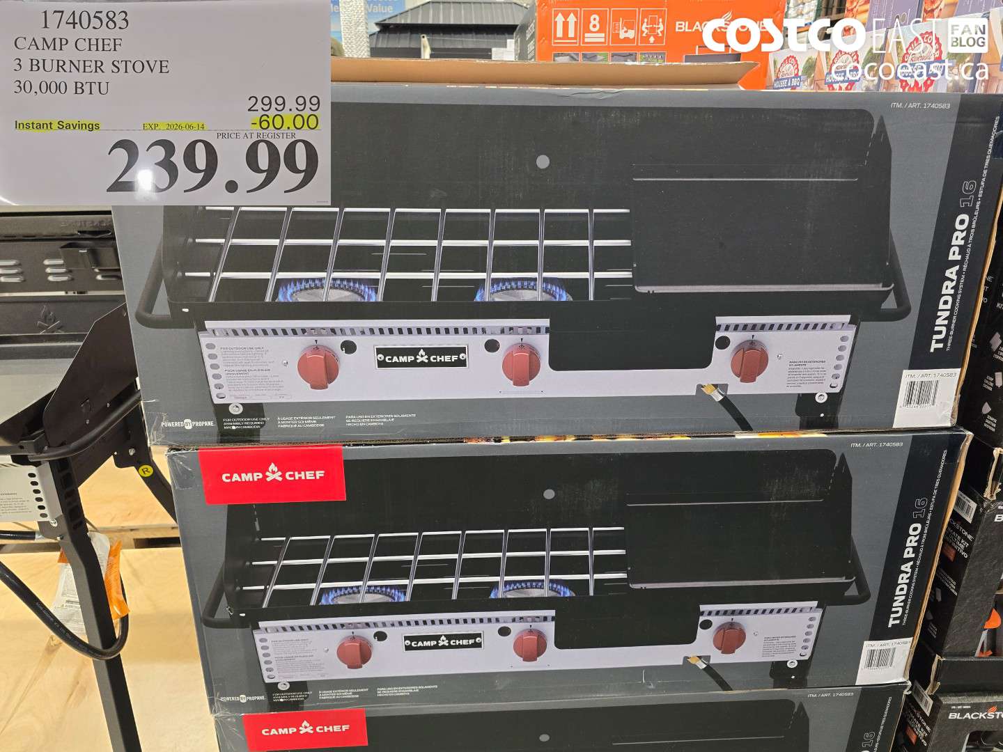 1740583 CAMP CHEF 3 BURNER STOVE 30,000 BTU ($60.00 INSTANT SAVINGS EXPIRES ON 2026-06-14) $239.99